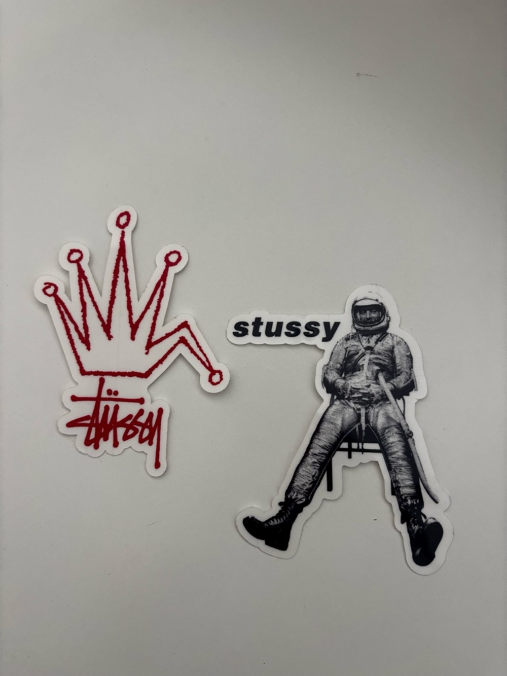 Stussy Red Crown & Black Astronaut Sticker Duo
